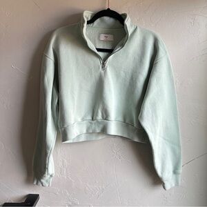 Tna Aritzia Cropped Quarter Zip Sweatshirt Mint Green Athleisure Loungewear Sz M